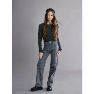 LCW Kids Gri Straight Fit Taşlı Kız Çocuk Jean Pantolon