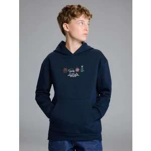LCW Kids Lacivert Kapüşonlu Yılbaşı Temalı Erkek Çocuk Sweatshirt