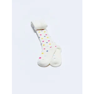 LCW Kids Ekru Desenli Kız Çocuk Havlu Külotlu Çorap