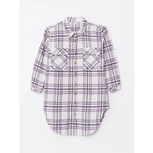 LCW Kids Pembe Ekose Uzun Kollu Kız Çocuk Tunik