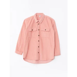 LCW Kids Mercan Basic Uzun Kollu Kadife Kız Çocuk Gömlek