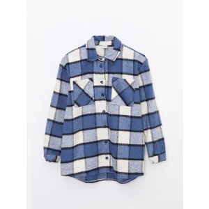 LCW Kids Mavi Ekose Uzun Kollu Kız Çocuk Gömlek Ceket