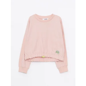 LCW Kids Pembe Bisiklet Yaka Basic Uzun Kollu Kız Çocuk Sweatshirt