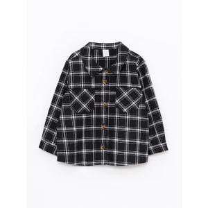 LCW baby Siyah Uzun Kollu Ekose Desenli Kız Bebek Gömlek Ceket