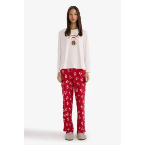Defacto G0233AXRD256 Kırmızı Yılbaşı Temalı Regular Fit Uzun Kollu Üst Uzun Alt