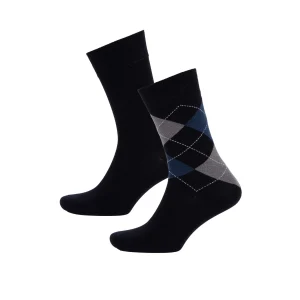 Defacto D3775AXNV2 Lacivert Erkek Dikişsiz Baklava Desenli Ultra Soft 2li Bambu Premium Uzun Çorap
