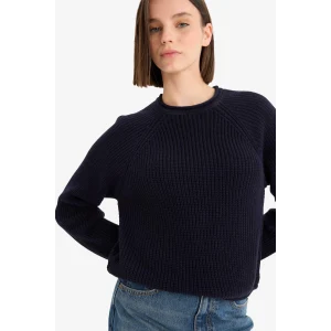 Defacto L2567AZNV215 Lacivert Regular Fit Bisiklet Yaka Triko Kazak