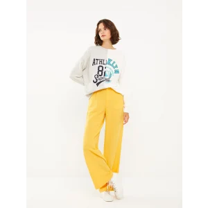 LCW Vision Gri Bisiklet Yaka Renk Bloklu Uzun Kollu Kadın Sweatshirt