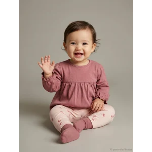 LCW baby Pembe Fırfırlı Kız Bebek Bluz ve Tayt