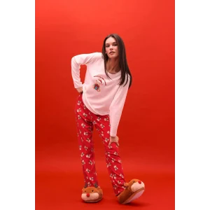 Defacto G0233AXRD256 Kırmızı Yılbaşı Temalı Regular Fit Uzun Kollu Üst Uzun Alt