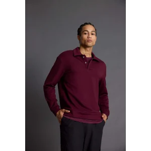 Defacto G3596AXBR34 Bordo Standart Fit Polo Yaka Modal Sporcu Sweatshirt