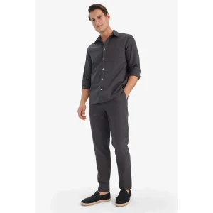 Defacto D2671AXAR9 Antrasit %100 Pamuk Slim Fit Dar Kesim Beli Lastikli Keten Görünümlü Cepli Düz Paça Jogger Pantolon
