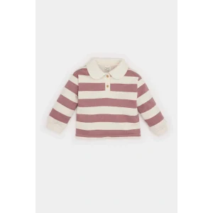 Defacto D6676A5PN429 Pembe Kız Bebek Bebe Yaka İçi Yumuşak Tüylü Çizgili Sweatshirt