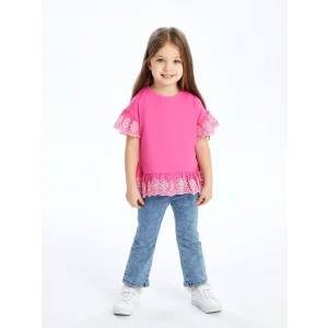 LCW Kids Mavi Beli Lastikli Basic Kız Bebek Jean Pantolon