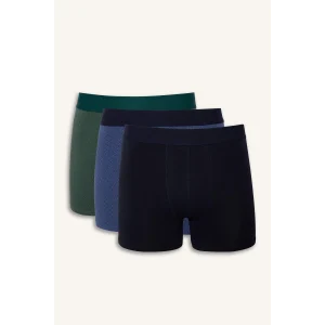 Defacto B7793AXNV135 Lacivert Regular Fit Etnik Desenli 3lü Boxer