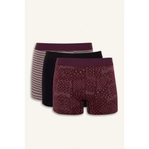 Defacto G3230AXBR34 Bordo Regular Fit Şal Desenli 3lü Boxer