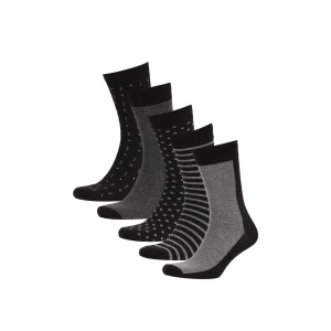 Defacto A7552AXBK27 Siyah Erkek 5li Pamuklu Uzun Çorap