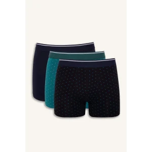 Defacto F9903AXNV135 Lacivert Regular Fit Puantiye 3lü Boxer