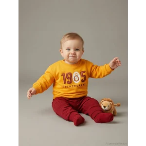 LCW baby Turuncu Galatasaray Lisanslı Erkek Bebek Sweatshirt ve Eşofman Altı