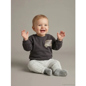 LCW baby Gri Bisiklet Yaka Erkek Bebek Sweatshirt ve Eşofman Alt 2li