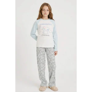 Defacto G3296A8ER105 Ekru Kız Çocuk Hello Kitty Pijama Takımı Uzun Kollu Üst Uzun Alt