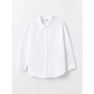 LCW Kids Beyaz K-Pop Nakışlı Kız Çocuk Gömlek