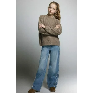 Defacto G3646A8NM28 Mavi Kız Çocuk Wide Leg Jean Pantolon