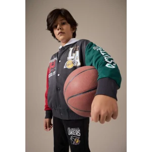 Defacto E8845A8AR31 Antrasit Erkek Çocuk NBA Current Teams Kolej Yaka Sırt Baskılı Bomber Ceket