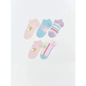 LCW Kids Pembe Desenli Kız Çocuk Patik Çorap 5li