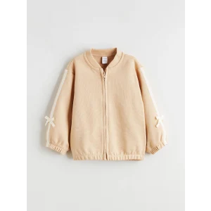 LCW Kids Bej Bisiklet Yaka Fiyonk Detaylı Kız Çocuk Hırka