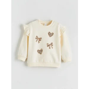LCW baby Ekru Fiyonk Detaylı Kız Bebek Sweatshirt