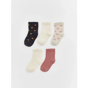 LCW baby Antrasit Desenli Kız Bebek Soket Çorap 5li
