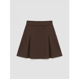 LCW Kids Kahverengi Pileli Kız Çocuk Etek