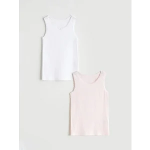 LCW Kids Beyaz Bisiklet Yaka Kız Çocuk Atlet 2li