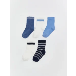 LCW baby Mavi Çizgili Erkek Bebek Soket Çorap 5li