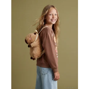 LCW ACCESSORIES Kahverengi Hayvan Figürlü Pelüş Kız Çocuk Sırt Çantası