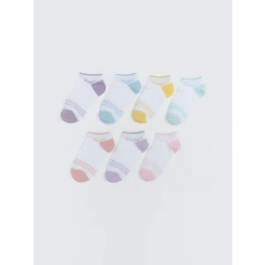 LCW Kids Beyaz Yazı Baskılı Kız Çocuk Patik Çorap 7li