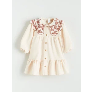 LCW baby Bej Bebe Yaka Kız Bebek Elbise