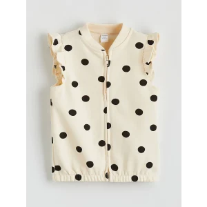 LCW Kids Ekru Kolej Yaka Puantiyeli Kız Çocuk Yelek