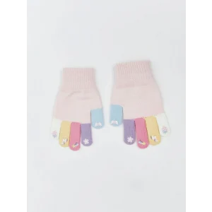 LCW baby Pembe Renk Bloklu Kız Bebek Eldiven