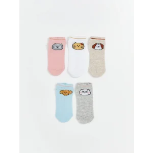 LCW Kids Gri Desenli Kız Çocuk Patik Çorap 5li