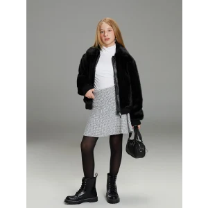 LCW Kids Gri Desenli Tüvit Kız Çocuk Etek