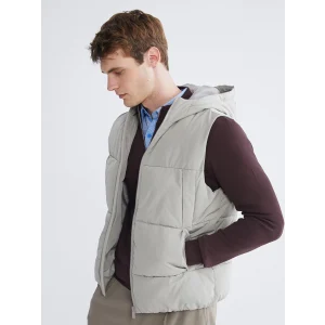 LCW Vision Bej Standart Kalıp Kapüşonlu Erkek Şişme Yelek