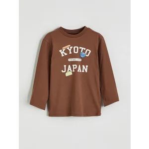 LCW baby Kahverengi Bisiklet Yaka Uzun Kollu Erkek Bebek Tişört