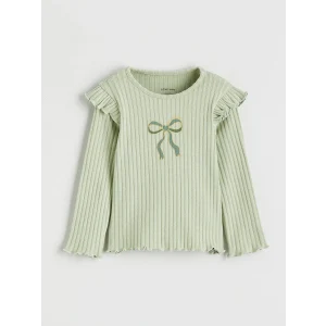 LCW baby Yeşil Bisiklet Yaka Fırfırlı Kız Bebek Bluz