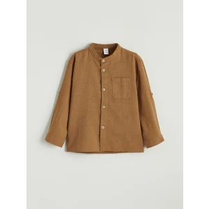 LCW Kids Kahverengi Hakim Yaka Erkek Çocuk Gömlek