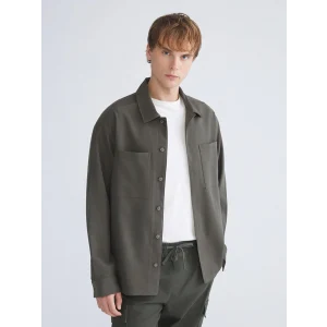 XSIDE Haki Rahat Kalıp Uzun Kollu Kadife Erkek Gömlek Ceket
