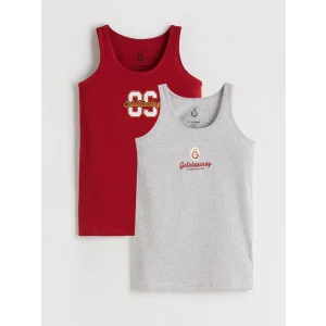 LCW Kids Kırmızı Bisiklet Yaka Galatasaray Baskılı Erkek Çocuk Atlet 2li