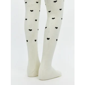 LCW Kids Ekru Kalp Desenli Kız Çocuk Külotlu Çorap
