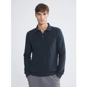 LC WAIKIKI Lacivert Polo Yaka Erkek Sweatshirt